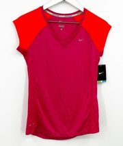 Nike  Miler V Neck Running Tee Pink Orange NWT Sz Small