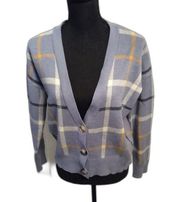 Rachel Zoe Blue Plaid Button Up Cardigan Sweater VNC Size Medium M