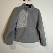 Joy Lab grey mixed media sherpa fleece quilted half zip pullover