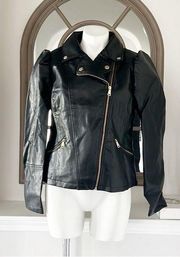 NEW LOOK Bomber Faux Leather Jacket in Black, Size L New w/Tag