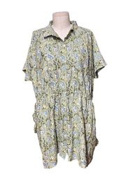 Roller Rabbit Turin Ellyott Dress Olive Green Blue Paisley Size Small