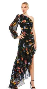 NWOT  Floral One Sleeve Cut Out Dress