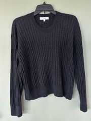 IRO Sweater Sz M Tamivia 100% Wool Ribbed 90’s Black Crewneck Flaw- Hole​