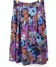 Anthropologie Camillla Floral 100% Silk Skirt Size Small