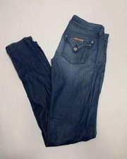 Hudson Women's Jeans Skinny Collin Flap Pockets Low Rise Blue Medium Wash Size 2