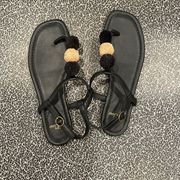 Black leather flip‎ flop