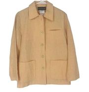 Harve Benard By Benard Holtzman Womens Button Blazer Jacket Linen Yellow/Peach S