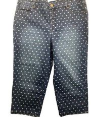 Gloria Vanderbilt Womens Cropped Jeans Petite Sz 14P Polka Dot Jordyn Slimming