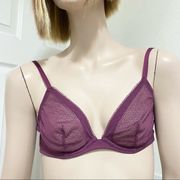 Miss Studio LA PERLA Plum Lace Unlined Plunge Bra