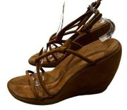 Prada Vintage Suede Strappy Wedge Heel Size 38 Sandals.