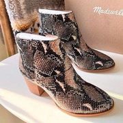 Madewell The Rosie Moonstone Multi Ankle Boots In Snake Embossed Leather Size 7