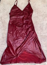 Faux Leather Red Mini Dress