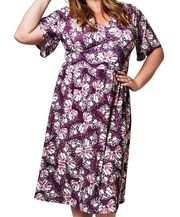 Leota Zoe Dress I'm Abstract Butterfly Aubergine Size 2x NWT