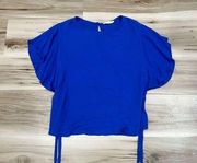 Anthropologie Elodie Blue Ruffle Sleeve Blouse Women’s Large