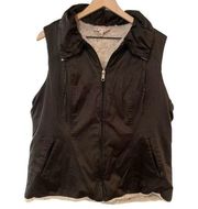 Women's Cabi 251 black beige faux fur reversible zip up vest