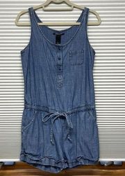 XS // Lucky Brand Blue Chambray Sleeveless Romper