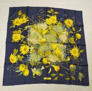 Salvatore Ferragamo Blue & Yellow floral scarf