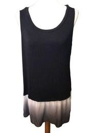 LOGO black and gray mixed media tank tunic with bottom ombré white grey black Si