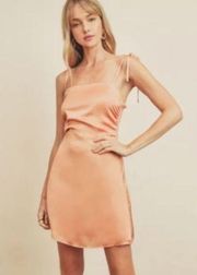 Dress Forum Los Angeles | Satin Mini Dress with Tie Straps | Orange | Sz L