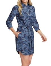 Nautica womens large Camo print chambray shirtdress cute nautical anchor casual