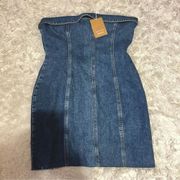 NWT reformation denim blue jean strapless mini dress size 8 Women’s STUNNING!