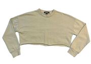 Womens Crop Top Sweatshirt Pullover Crewneck Long Sleeve Green Size 0