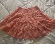 Coral And White Striped Skirt 
