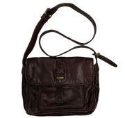 Lucky Brand Crossbody Bag Distressed Brown Leather Foldover Shoulder Handbag