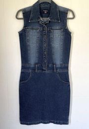 Pepe Jeans denim mini jean dress sleeveless button up mini dress women’s size S