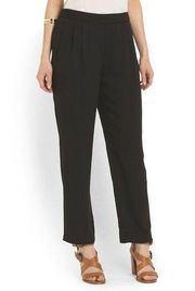 NWT Ellen Tracy Black Soft Fluid Stretch Crepe Pleated Pull-on Crop Pants 12