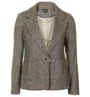 Topshop women's‎ brown tweed jacket blazer long sleeve wool blend size 12