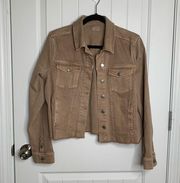 Ecru light brown denim jacket with fray hem size XL minimalist normcore