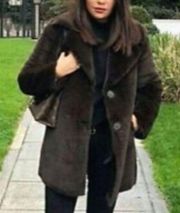 Zara Woman Chocolate Faux Fur Coat Blogger's Favorite Size Medium NWOT