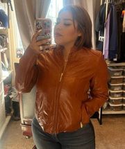 FINAL SALE💐 ADRIANNA PAPELL cognac leather jacket ✨