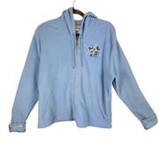 Disney Store Blue Full Zip Hooded Winter Themed Mickey Minnie Fleece Size L