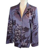 Linda Allard Ellen Tracy Jacket Blazer Women's 8 Purple Floral Long Sleeve Open