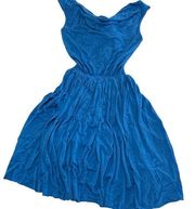 Rachel Pally Dress Women Medium Blue Open Back Sleeveless Stretch Mini Tie Modal