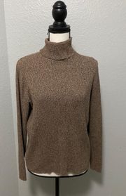 Ribbed Vintage Brown Speckled Turtleneck Sweater Size Medium