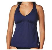 TYR DuraFast Elite Solid Halter Twist Back Tankini Swim Top - Navy Size 14 - $45