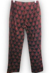 Vintage Worthington Essentials Black Red Embroidered Brocade Dress Pants size 6