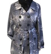 𝅺GRAY Animal Print Belted DbL Breasted Trench Coat Size: S