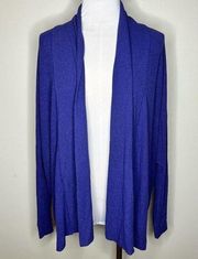 NWT Ecote Cardigan MEDIUM Ribbed Knit Open Front Drape Purple Blue Casual Womens