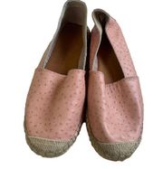 Anthropologie Selected Femme Flats Womens 37 6.5 Pink Ostrich Leather Espadrille