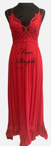 NWT- Adela Maxi Dress Cherry Red