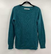 Vintage Woolrich Sweater Wool Mohair Cable Knit Crewneck Teal Womens Size XS