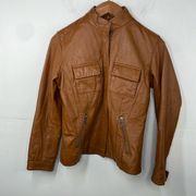 Chicos Leather Moto Jacket size X Small