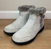 Khombu Iris Plush Faux Fur Gray Suede Winter Ankle Boots