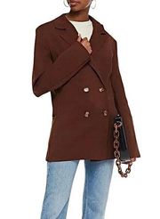 Joie Wool Blend Double Breasted Coat Jacket Chocolate Brown Button Front Size S