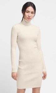 Beige Ribbed Sweater Dress