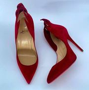 Red Flame Victorina stiletto heels flame suede leather 37.5